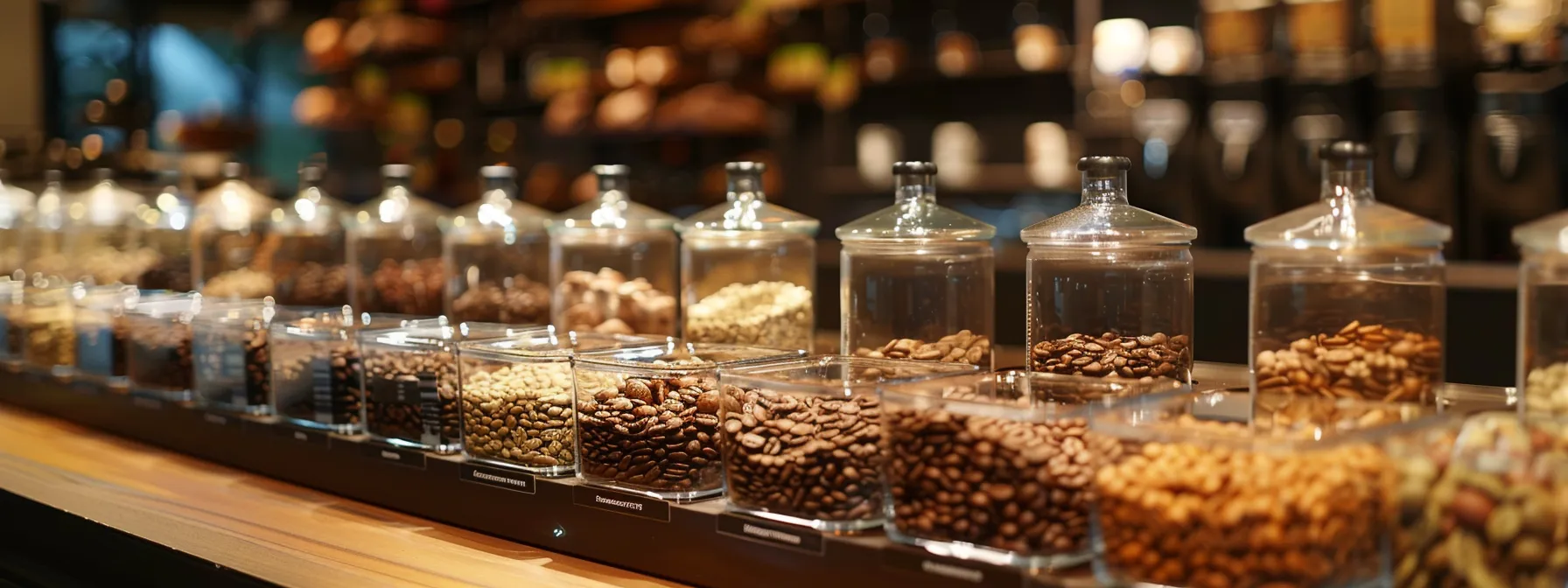 a luxurious display of specialty and limited edition coffees featuring vibrant, aromatic beans from exotic locations.